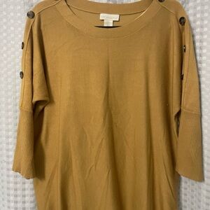 Cynthia Rowley Camel Knit Top with Shoulder Buttons
